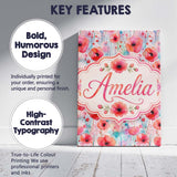 Personalised Name Dreamy Watercolor Poppy Custom  Unique Gift Idea Elegant Feature Canvas Wall Art Print Decor Picture Ready to Hang