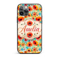 Colorful Watercolor Poppy Garden Printed Design Custom Name Protective Phone Case Mobile Cover Durable Everyday Smartphone Shock Resistant