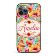 Bright Watercolor Poppy Flowers with Color Splash Custom Name Protective Phone Case Mobile Cover Durable Everyday Smartphone Shock Resistant