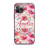 Soft Pastel Poppy Floral Watercolor Artistic Custom Name Protective Phone Case Mobile Cover Durable Everyday Smartphone Shock Resistant