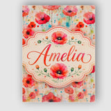 Personalised Name Dreamy Red Poppy Flowers Custom  Unique Gift Idea Elegant Feature Canvas Wall Art Print Decor Picture Ready to Hang