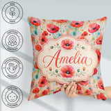 Custom Name Dreamy Poppy Flowers with Paint Drip Effect Seamless Square Filled Cushion Throw Pillow Sofa Bed Home Decor Zip Washable UK Made