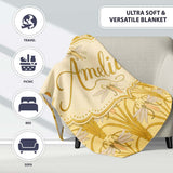 Vintage Art Nouveau Dragonfly Floral Elegant Seamless Pattern Lovely  Personalised Custom Name Super Soft Fleece Blanket Bed Sofa Throw
