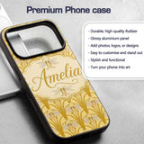 Vintage Art Nouveau Dragonfly Floral Elegant Custom Name Protective Phone Case Mobile Cover Durable Everyday Smartphone Shock Resistant