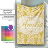 Vintage Art Nouveau Dragonfly Floral Elegant Seamless Pattern Lovely  Personalised Custom Name Super Soft Fleece Blanket Bed Sofa Throw
