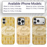 Vintage Art Nouveau Dragonfly Floral Elegant Custom Name Protective Phone Case Mobile Cover Durable Everyday Smartphone Shock Resistant