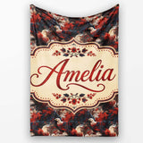 Majestic Bald Eagle with Red Blossoms Seamless Pattern Lovely  Personalised Custom Name Super Soft Fleece Blanket Bed Sofa Throw