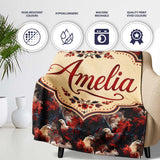 Majestic Bald Eagle with Red Blossoms Seamless Pattern Lovely  Personalised Custom Name Super Soft Fleece Blanket Bed Sofa Throw