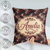 Custom Name Majestic Bald Eagle with Red Blossoms Pattern Lovely Square Filled Cushion Throw Pillow Sofa Bed Home Decor Zip Washable UK Made