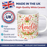 Personalized Custom Name Cute Candy Cane Lollipop Sweet Treat Festive Seamless Pattern Lovely 11oz Ceramic Coffee Tea Mug White Large Handle