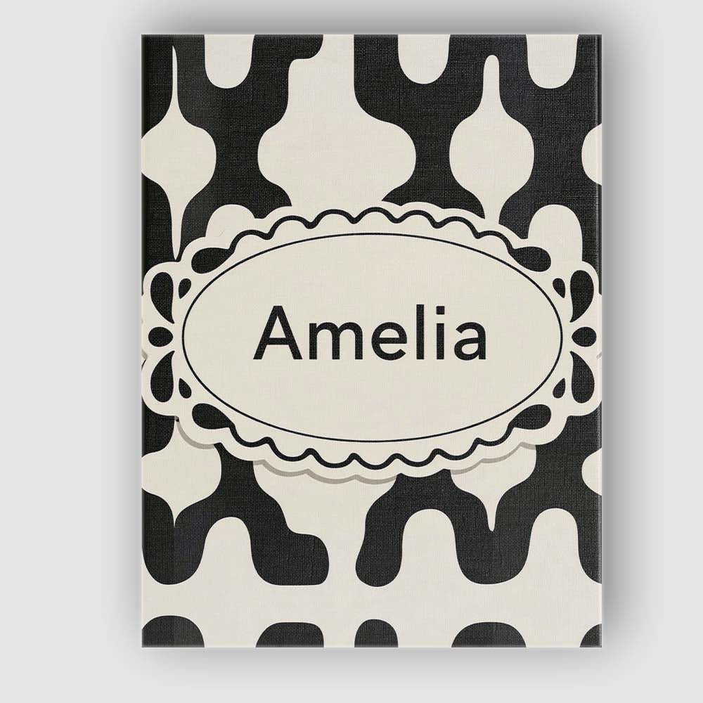 Personalised Name Retro Blob Shapes Black Cream Mid Century Abstract Custom  Home Canvas Wall Art Print Decor Picture Ready to Hang