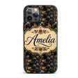 Dark Elegant Eagle with Floral Botanical Seamless Custom Name Protective Phone Case Mobile Cover Durable Everyday Smartphone Shock Resistant