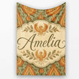 Vintage Art Nouveau Phoenix Bird Ornamental Seamless Pattern Lovely  Personalised Custom Name Super Soft Fleece Blanket Bed Sofa Throw