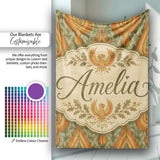 Vintage Art Nouveau Phoenix Bird Ornamental Seamless Pattern Lovely  Personalised Custom Name Super Soft Fleece Blanket Bed Sofa Throw