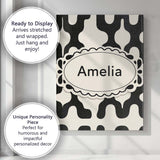 Personalised Name Retro Blob Shapes Black Cream Mid Century Abstract Custom  Home Canvas Wall Art Print Decor Picture Ready to Hang