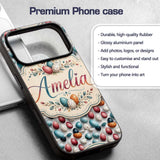 Colorful Speckled Easter Eggs on Light Background Custom Name Protective Phone Case Mobile Cover Durable Everyday Smartphone Shock Resistant