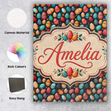 Personalised Name Decorative Easter Eggs Custom  Unique Gift Idea Elegant Feature Canvas Wall Art Print Decor Picture Ready to Hang