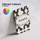 Personalised Name Retro Blob Shapes Black Cream Mid Century Abstract Custom  Home Canvas Wall Art Print Decor Picture Ready to Hang