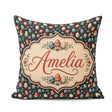 Custom Name Elegant Floral Easter Eggs Botanical Details Pattern Square Filled Cushion Throw Pillow Sofa Bed Home Decor Zip Washable UK Made