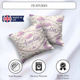 Custom Name Pastel Night Sky with Moon Clouds and Stars Seamless Square Filled Cushion Throw Pillow Sofa Bed Home Decor Zip Washable UK Made