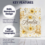 Personalised Name Cute Teddy Bears with Custom  Modern Room Accent Elegant Feature Canvas Wall Art Print Decor Picture Ready to Hang