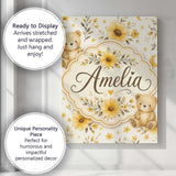 Personalised Name Cute Teddy Bears with Custom  Modern Room Accent Elegant Feature Canvas Wall Art Print Decor Picture Ready to Hang