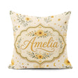 Custom Name Yellow Wildflower Botanical with Moon Stars Seamless Square Filled Cushion Throw Pillow Sofa Bed Home Decor Zip Washable UK Made