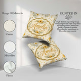 Custom Name Yellow Wildflower Botanical with Moon Stars Seamless Square Filled Cushion Throw Pillow Sofa Bed Home Decor Zip Washable UK Made