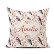 Custom Name Realistic Headed Woodpecker on Berry Branch Seamless Square Filled Cushion Throw Pillow Sofa Bed Home Decor Zip Washable UK Made