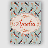 Personalised Name Stylized Woodpecker Birds Custom  Bespoke Interior Contemporary Canvas Wall Art Print Decor Picture Ready to Hang