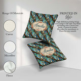 Custom Name Artistic Blue on Tree Branch Seamless Pattern Lovely Square Filled Cushion Throw Pillow Sofa Bed Home Decor Zip Washable UK Made