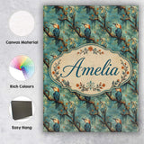 Personalised Name Painterly Blue and Orange Custom  Bespoke Interior Contemporary Canvas Wall Art Print Decor Picture Ready to Hang