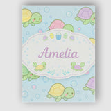 Personalised Name Cute Pastel Turtle Cartoon Animal Ocean Pattern Custom  Bespoke Canvas Wall Art Print Decor Picture Ready to Hang