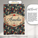 Vintage Woodpecker Birds with Floral Garden Seamless Pattern Lovely  Personalised Custom Name Super Soft Fleece Blanket Bed Sofa Throw
