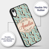 Minimal Red and Black Woodpecker Birds on Branch Custom Name Protective Phone Case Mobile Cover Durable Everyday Smartphone Shock Resistant