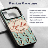 Minimal Red and Black Woodpecker Birds on Branch Custom Name Protective Phone Case Mobile Cover Durable Everyday Smartphone Shock Resistant