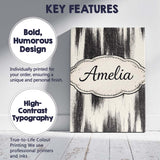Personalised Name Wavy Woodgrain Lines Black Cream Organic Texture Custom  Unique Canvas Wall Art Print Decor Picture Ready to Hang