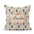 Custom Name Classic Black White Woodpecker Berry Branch Seamless Square Filled Cushion Throw Pillow Sofa Bed Home Decor Zip Washable UK Made