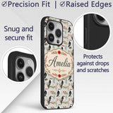 Classic Black White Woodpecker with Berry Branch Custom Name Protective Phone Case Mobile Cover Durable Everyday Smartphone Shock Resistant