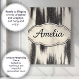 Personalised Name Wavy Woodgrain Lines Black Cream Organic Texture Custom  Unique Canvas Wall Art Print Decor Picture Ready to Hang