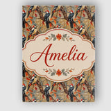Personalised Name Autumn Woodpecker Birds Custom  Unique Gift Idea Elegant Feature Canvas Wall Art Print Decor Picture Ready to Hang