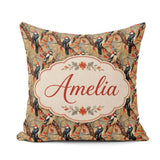 Custom Name Autumn Woodpecker Birds with Orange Seamless Pattern Square Filled Cushion Throw Pillow Sofa Bed Home Decor Zip Washable UK Made