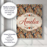 Personalised Name Autumn Woodpecker Birds Custom  Unique Gift Idea Elegant Feature Canvas Wall Art Print Decor Picture Ready to Hang
