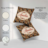 Custom Name Autumn Woodpecker Birds with Orange Seamless Pattern Square Filled Cushion Throw Pillow Sofa Bed Home Decor Zip Washable UK Made