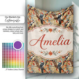 Autumn Woodpecker Birds with Orange Leaves Seamless Pattern Lovely  Personalised Custom Name Super Soft Fleece Blanket Bed Sofa Throw
