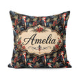 Custom Name Dark Forest Woodpecker with Berries Seamless Pattern Square Filled Cushion Throw Pillow Sofa Bed Home Decor Zip Washable UK Made