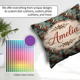 Custom Name Decorative Bird with Red Berry Branch Pattern Lovely Square Filled Cushion Throw Pillow Sofa Bed Home Decor Zip Washable UK Made