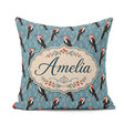 Custom Name Red Headed Woodpecker Birds on Blue Forest Seamless Square Filled Cushion Throw Pillow Sofa Bed Home Decor Zip Washable UK Made