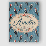 Personalised Name Red Headed Woodpecker Custom  Modern Room Accent Elegant Feature Canvas Wall Art Print Decor Picture Ready to Hang