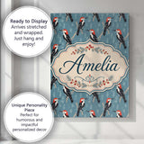 Personalised Name Red Headed Woodpecker Custom  Modern Room Accent Elegant Feature Canvas Wall Art Print Decor Picture Ready to Hang